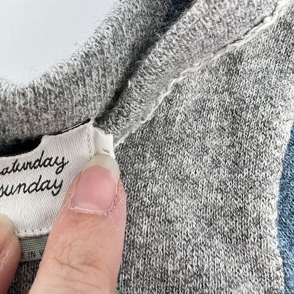 Saturday Sunday Anthropologie Gray Blue Polka Dot Tie Back Sweater Top Size S - Picture 5 of 6